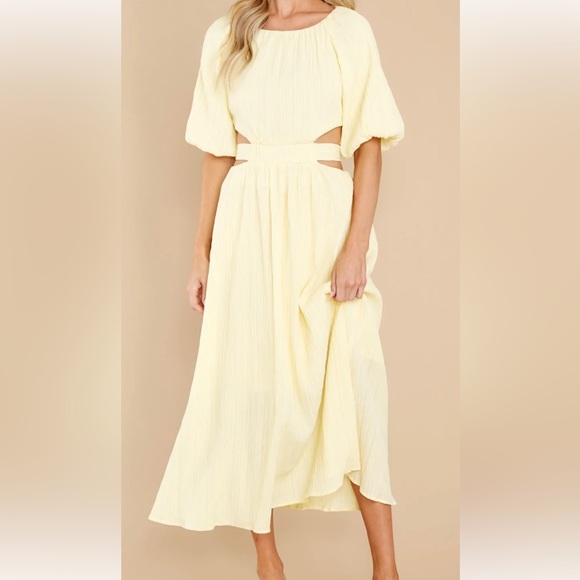 Red Dress, Yellow Midi Size L Dress - Picture 4 of 5